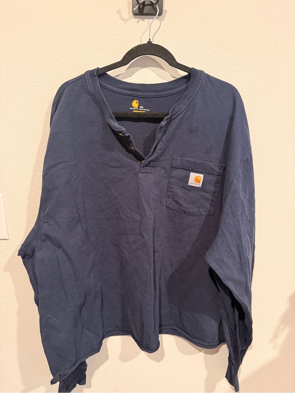 Carhartt Navy Long-Sleeve Henley Pocket Tee
